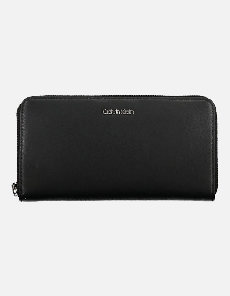 Zip Closure Wallet with Coin Purse and Card Slots Women - Black