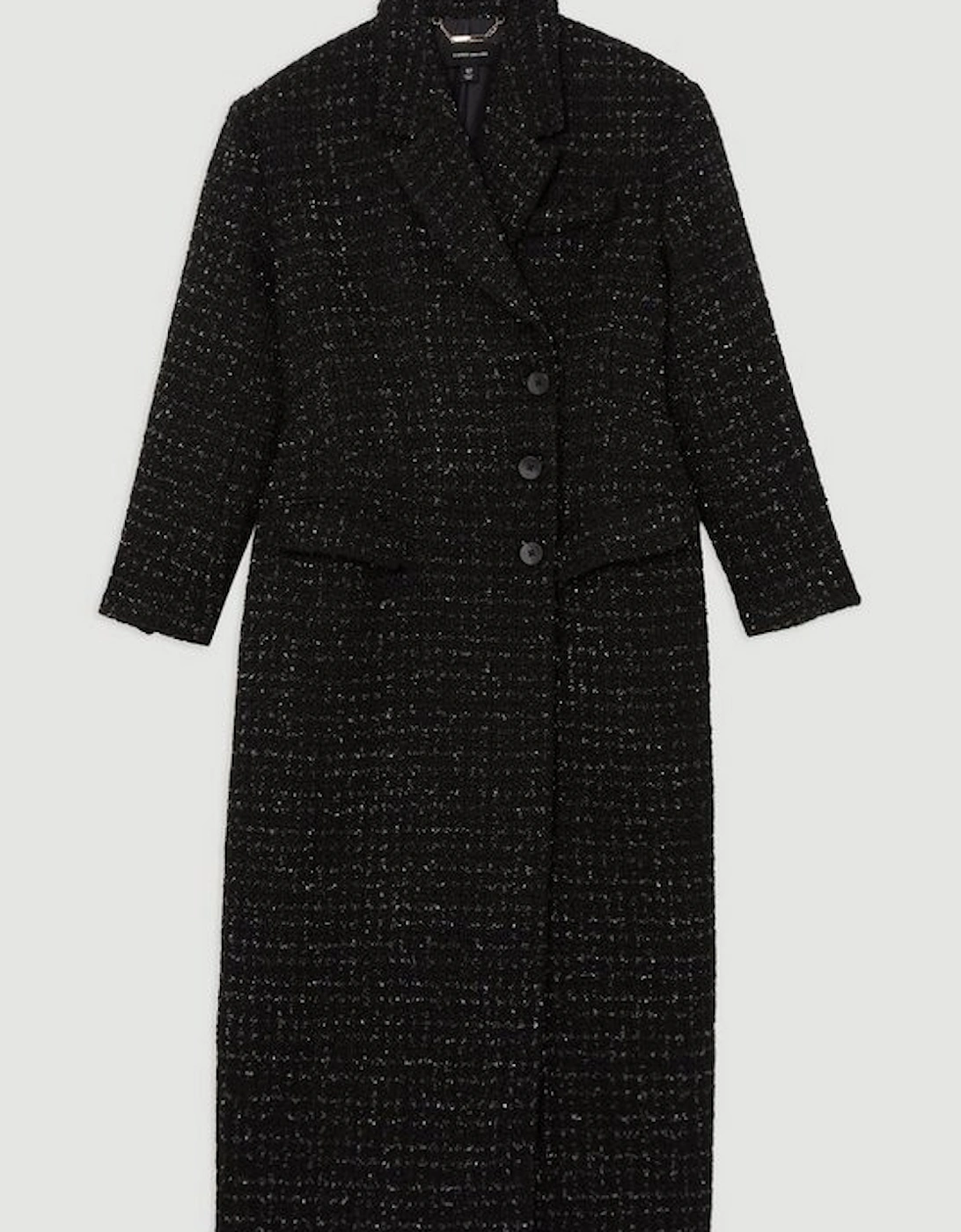 Metallic Texture Check Darted Waist Midaxi Tailored Coat