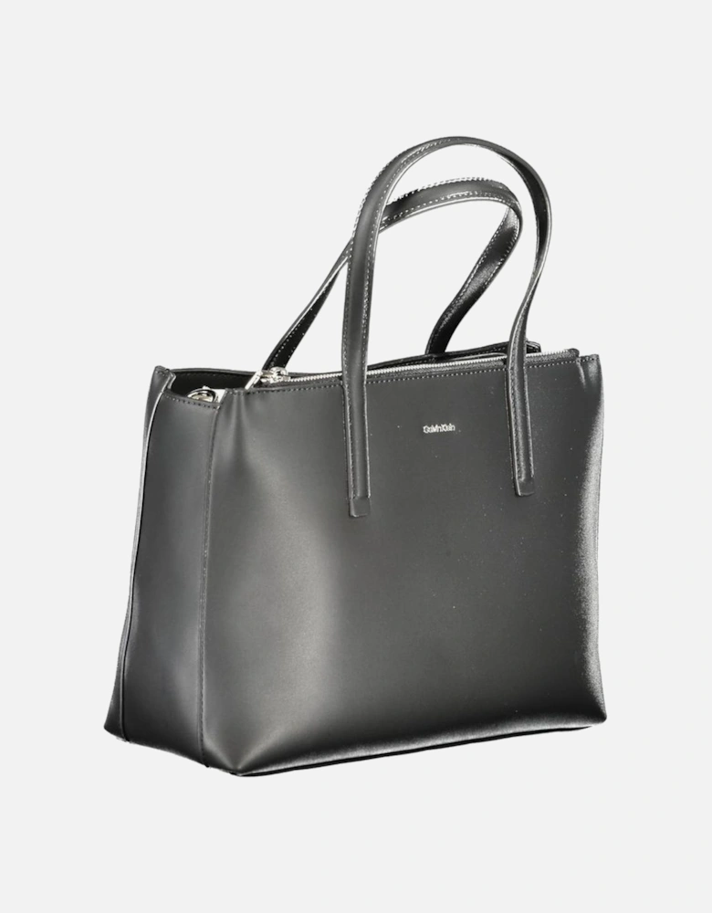 Recycled Polyester Two-Handle Bag with Shoulder Strap Women - Black