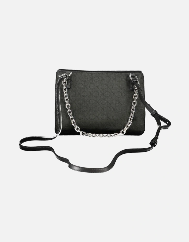 Chain Handle Bag with Adjustable Shoulder Strap Women - Black Handbags