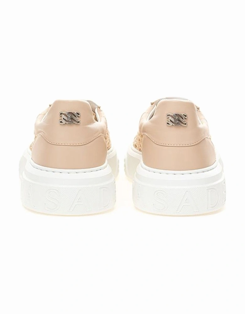 Handcrafted Beige Leather Sneakers Women