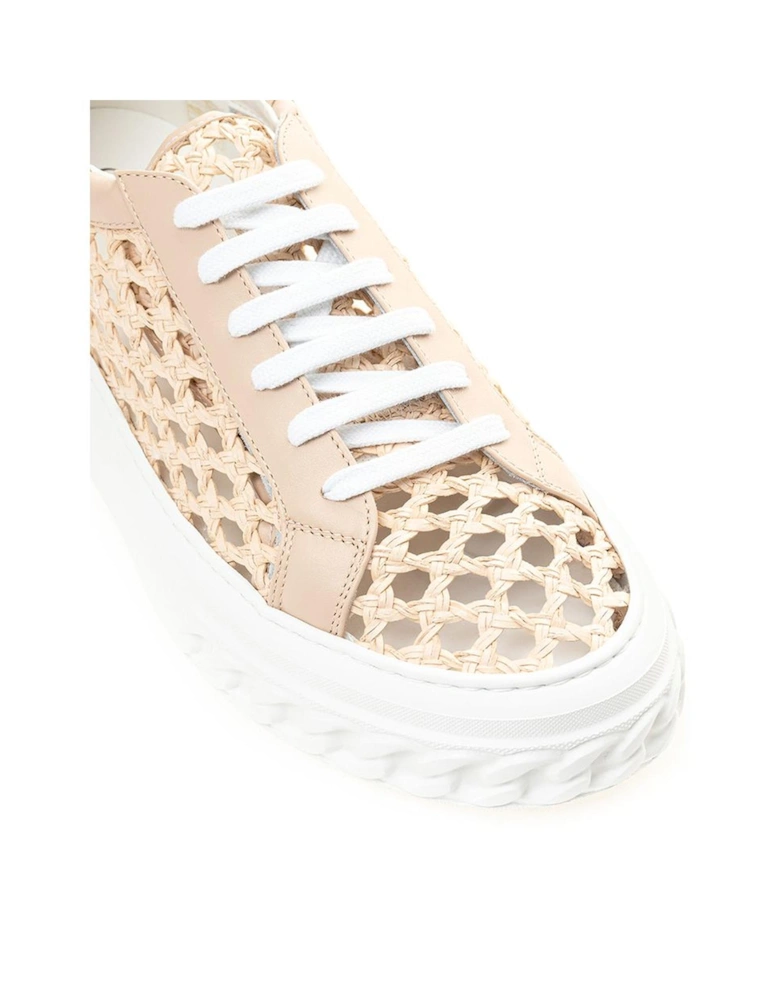 Handcrafted Beige Leather Sneakers Women