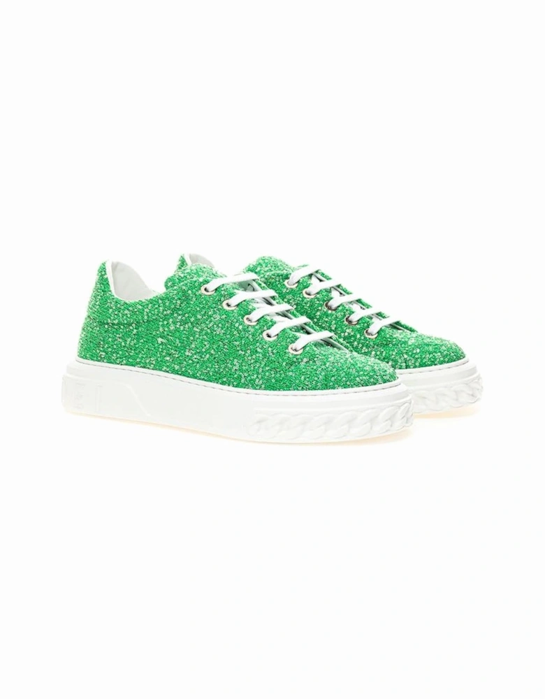 Luxurious Green Leather Sneakers Women