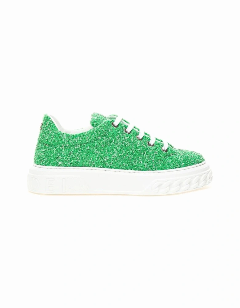 Luxurious Green Leather Sneakers Women