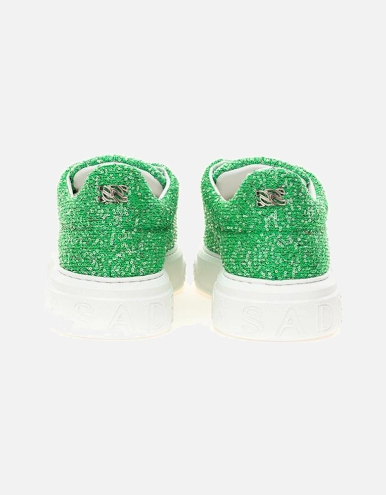 Luxurious Green Leather Sneakers Women