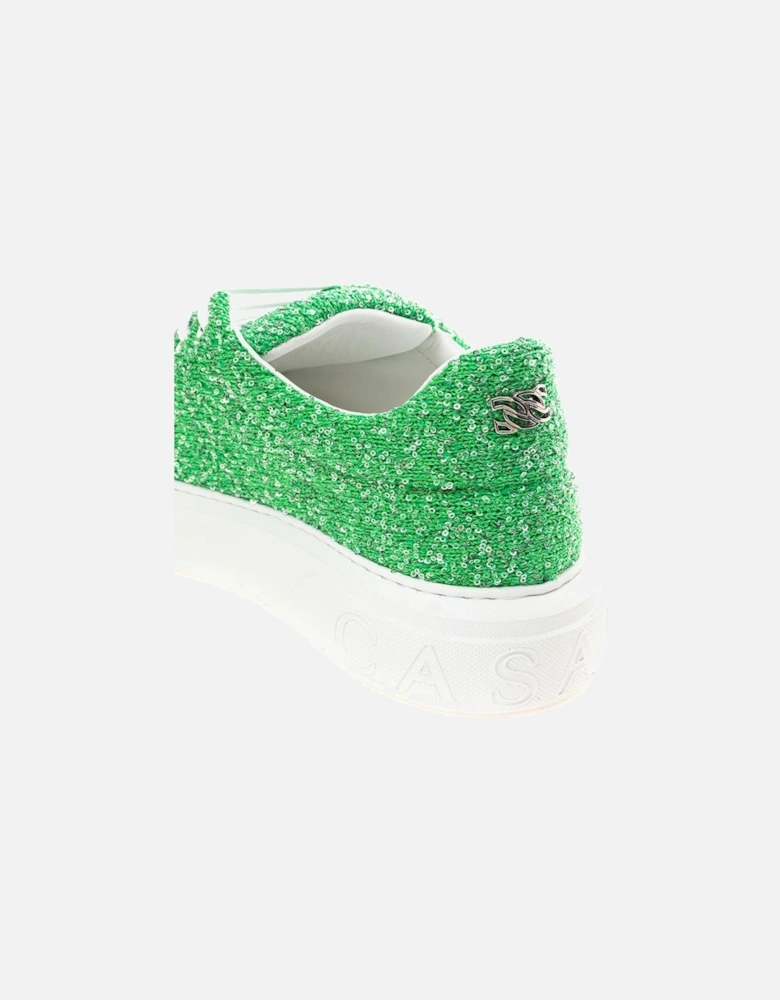 Luxurious Green Leather Sneakers Women