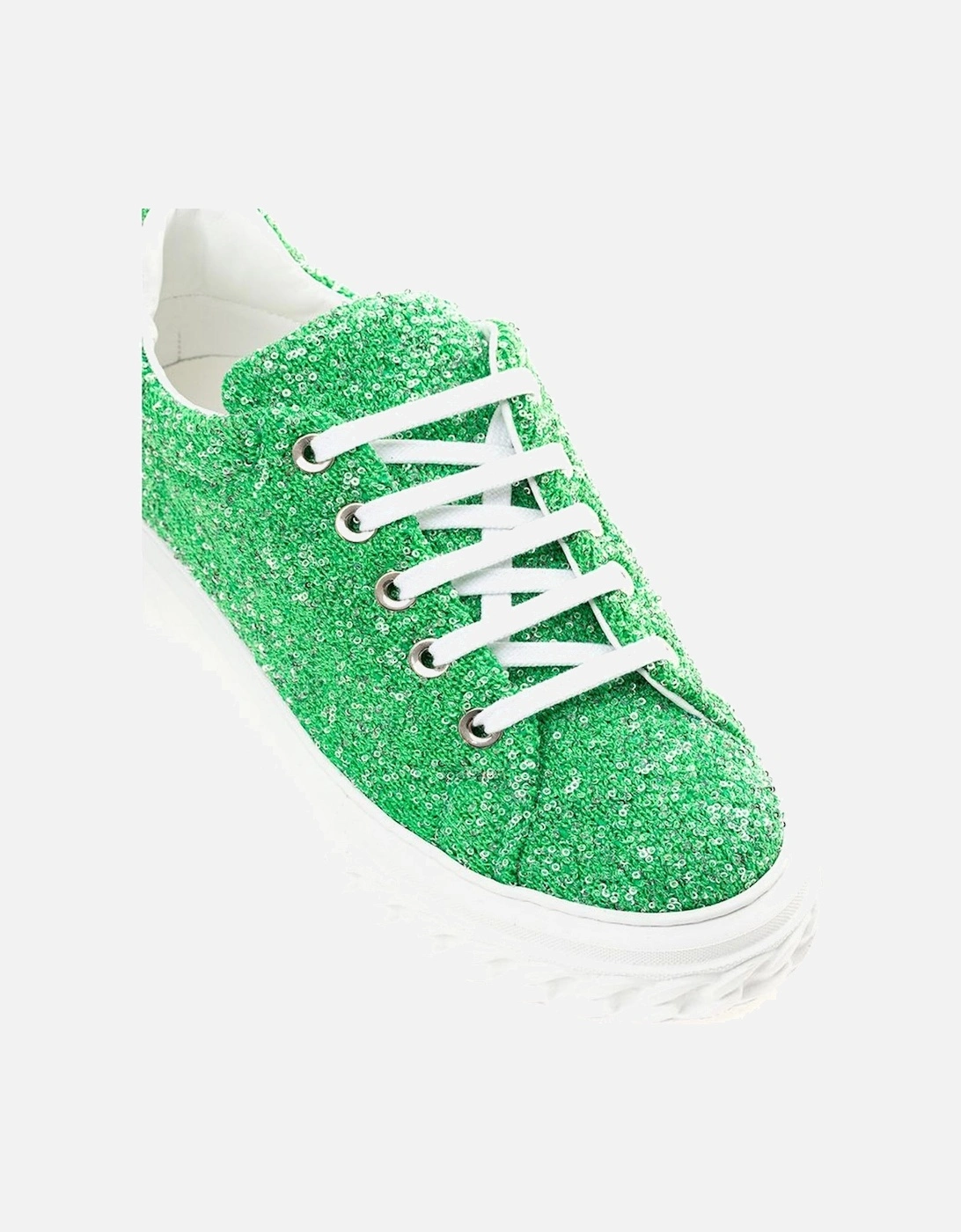 Luxurious Green Leather Sneakers Women