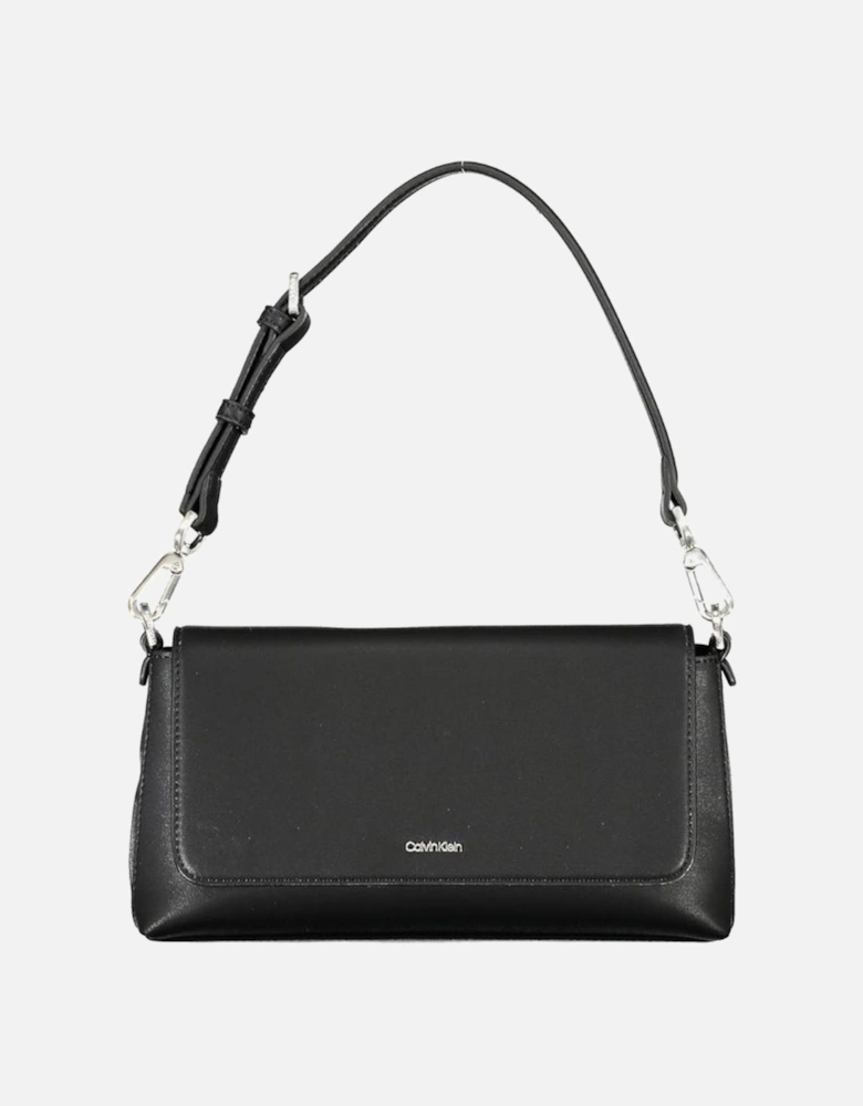 Recycled Polyester Snap Closure Bag. Women - Black Handbags