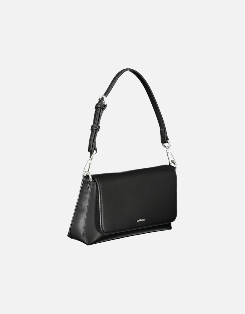 Recycled Polyester Snap Closure Bag. Women - Black Handbags