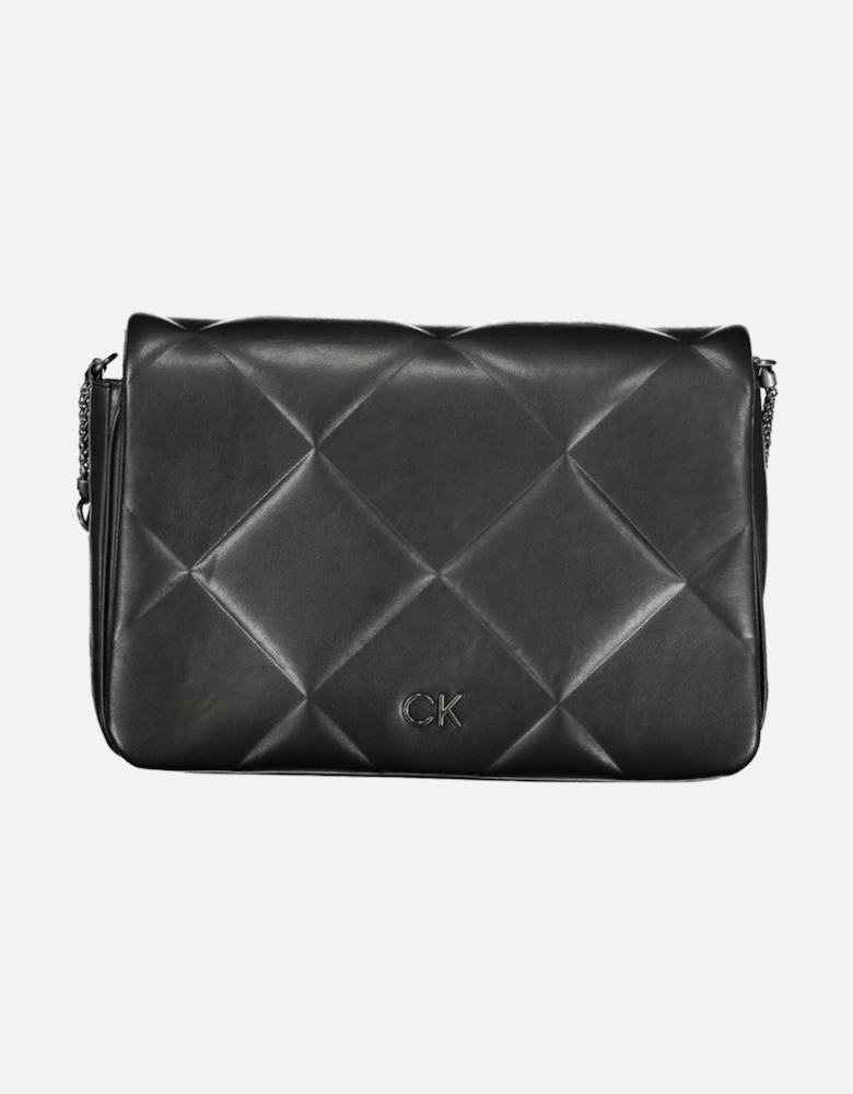 Recycled Polyester Shoulder Bag with Contrast Details. Women - Black