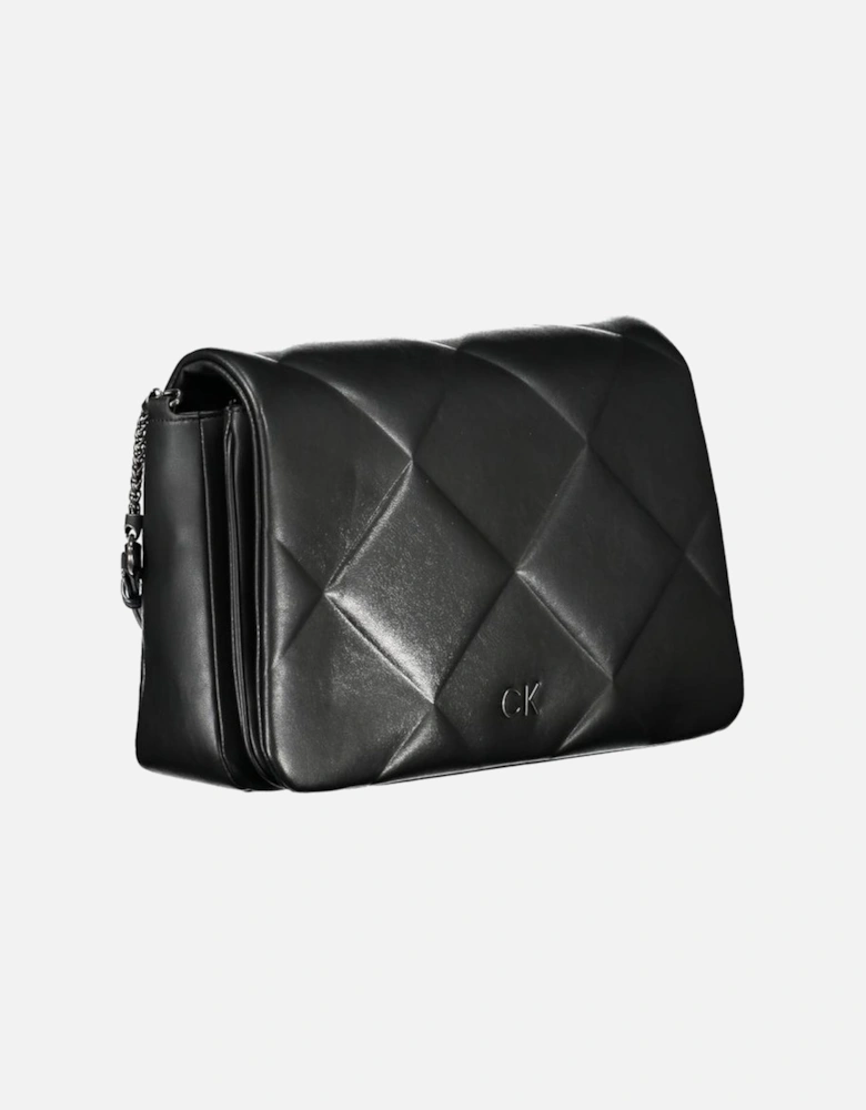 Recycled Polyester Shoulder Bag with Contrast Details. Women - Black