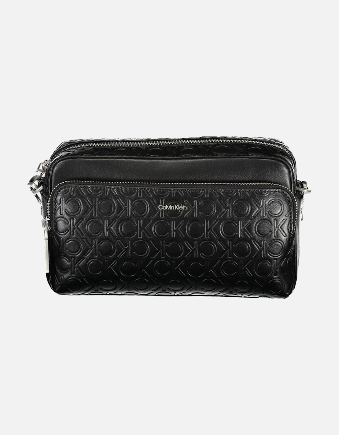 Calvin Klein Women's Black Recycled Polyester Shoulder Bag With Zip Closure And Logo.