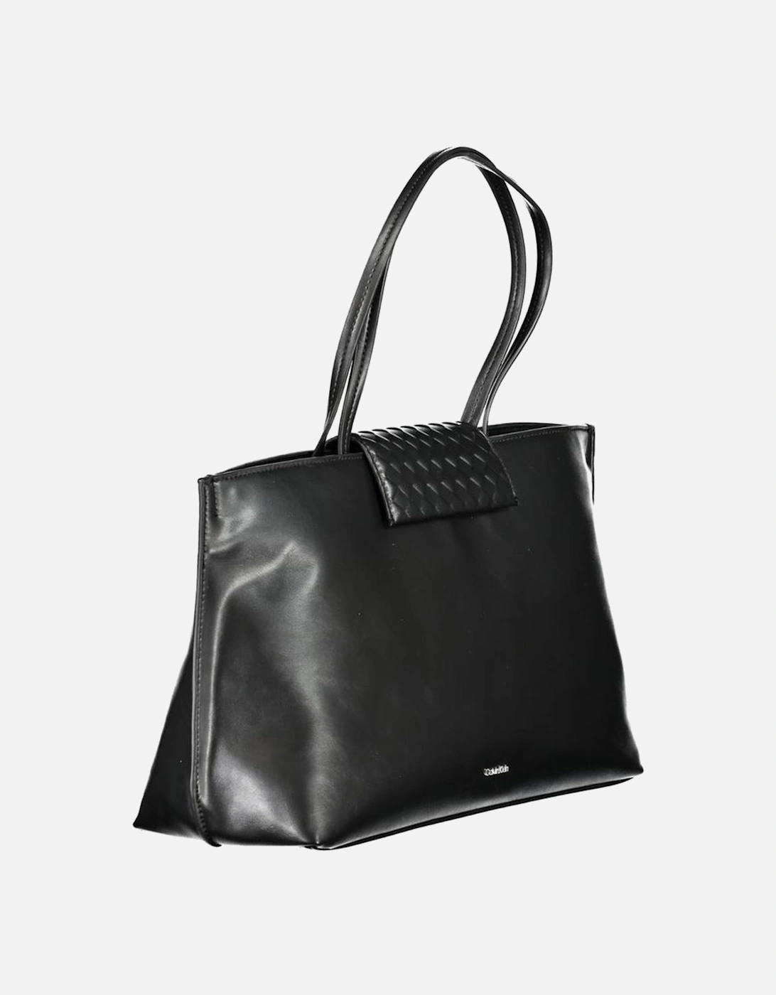 Recycled Polyester Shoulder Bag with Contrast Details Women - Black