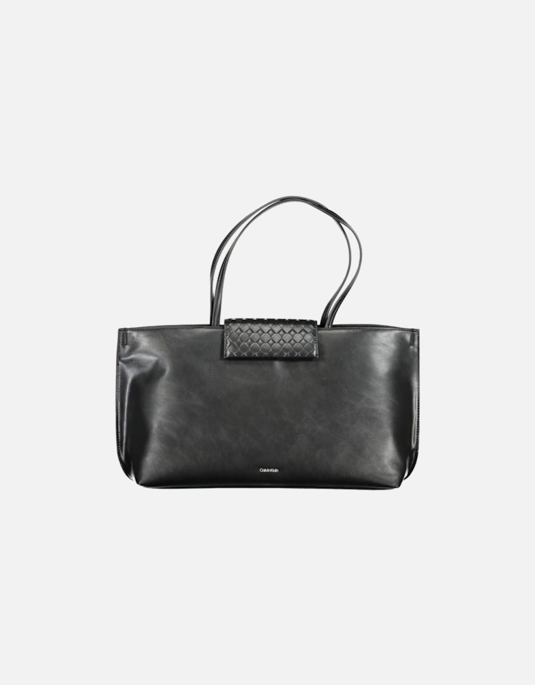 Recycled Polyester Shoulder Bag with Contrast Details Women - Black