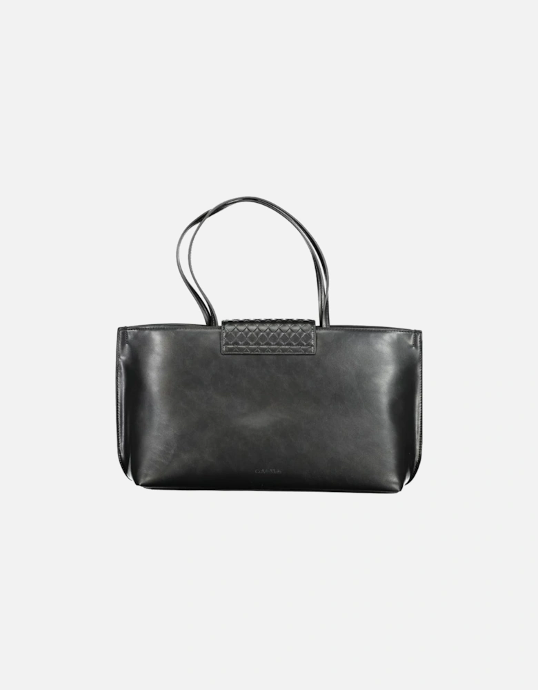 Recycled Polyester Shoulder Bag with Contrast Details Women - Black