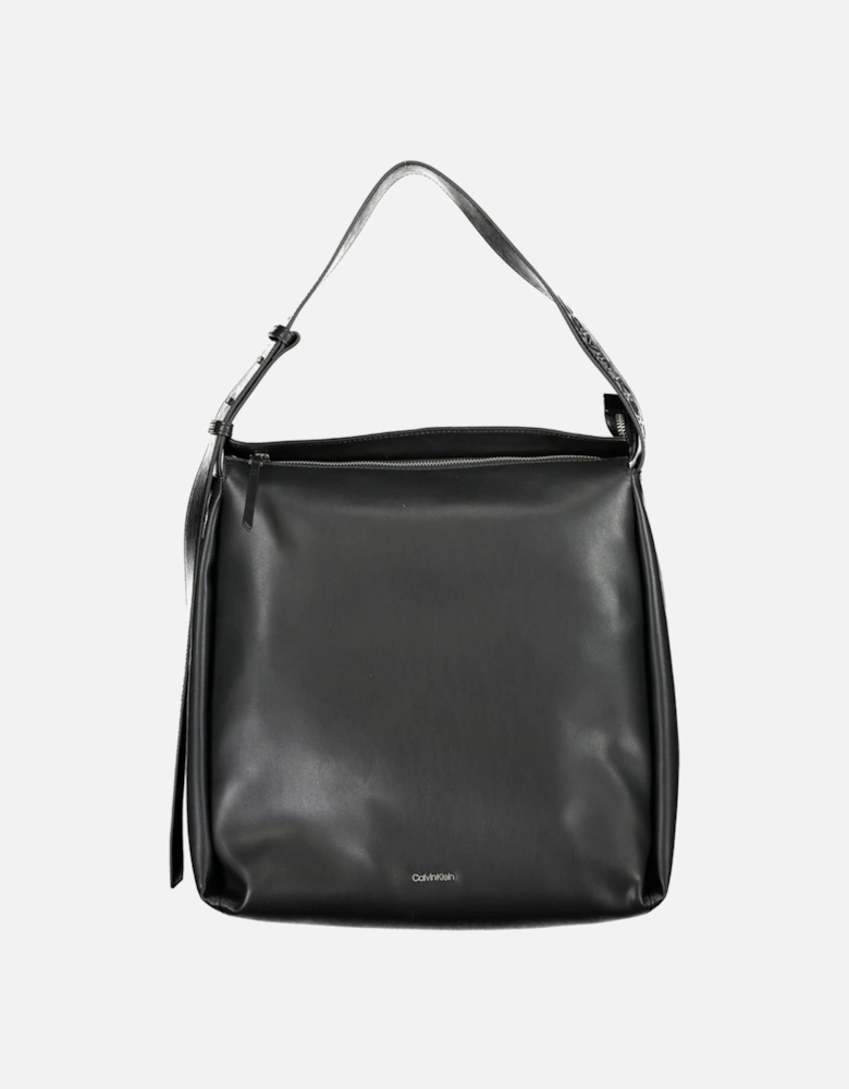 Recycled Polyester Shoulder Bag with Internal Pocket Women - Black