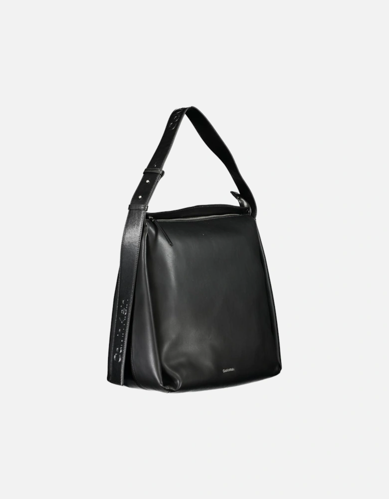 Recycled Polyester Shoulder Bag with Internal Pocket Women - Black