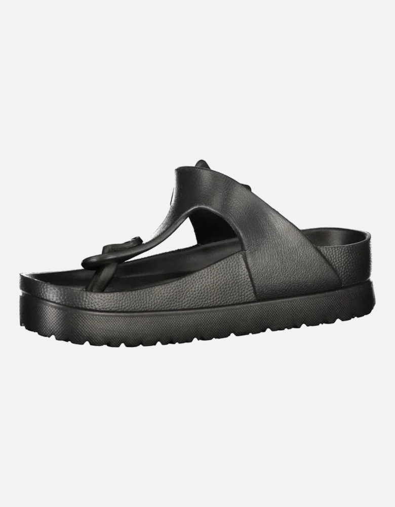 Ankle Buckle Flip Flops with Logo Women - Black Sandals