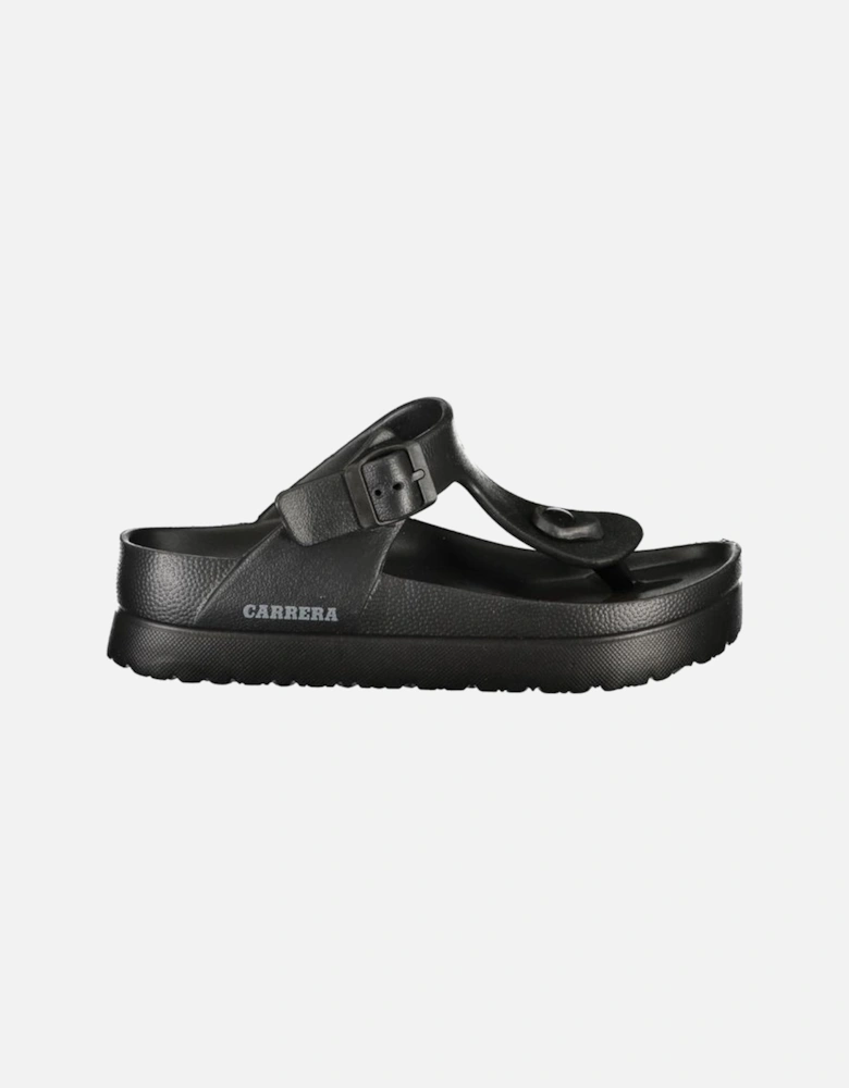 Ankle Buckle Flip Flops with Logo Women - Black Sandals