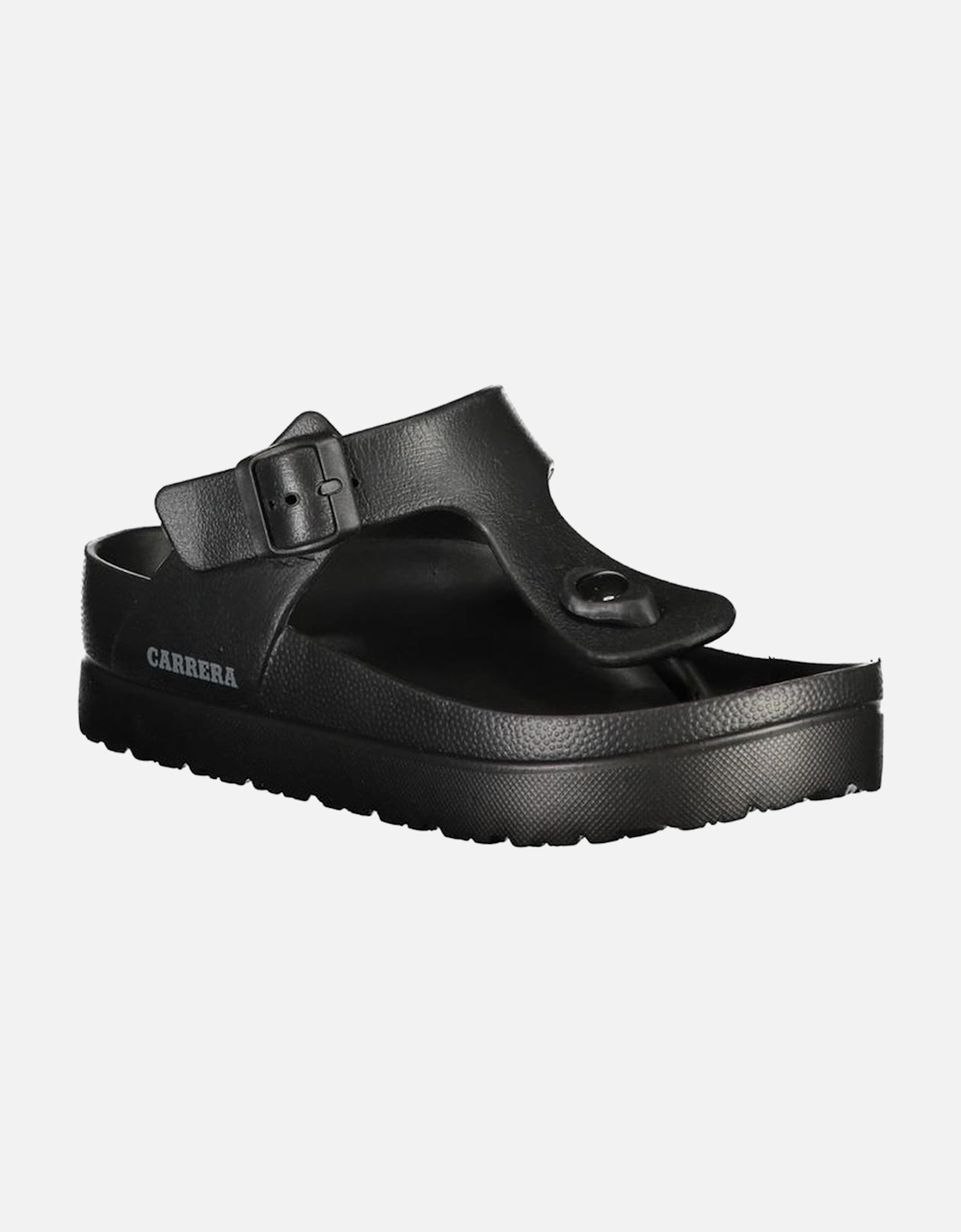 Ankle Buckle Flip Flops with Logo Women - Black Sandals