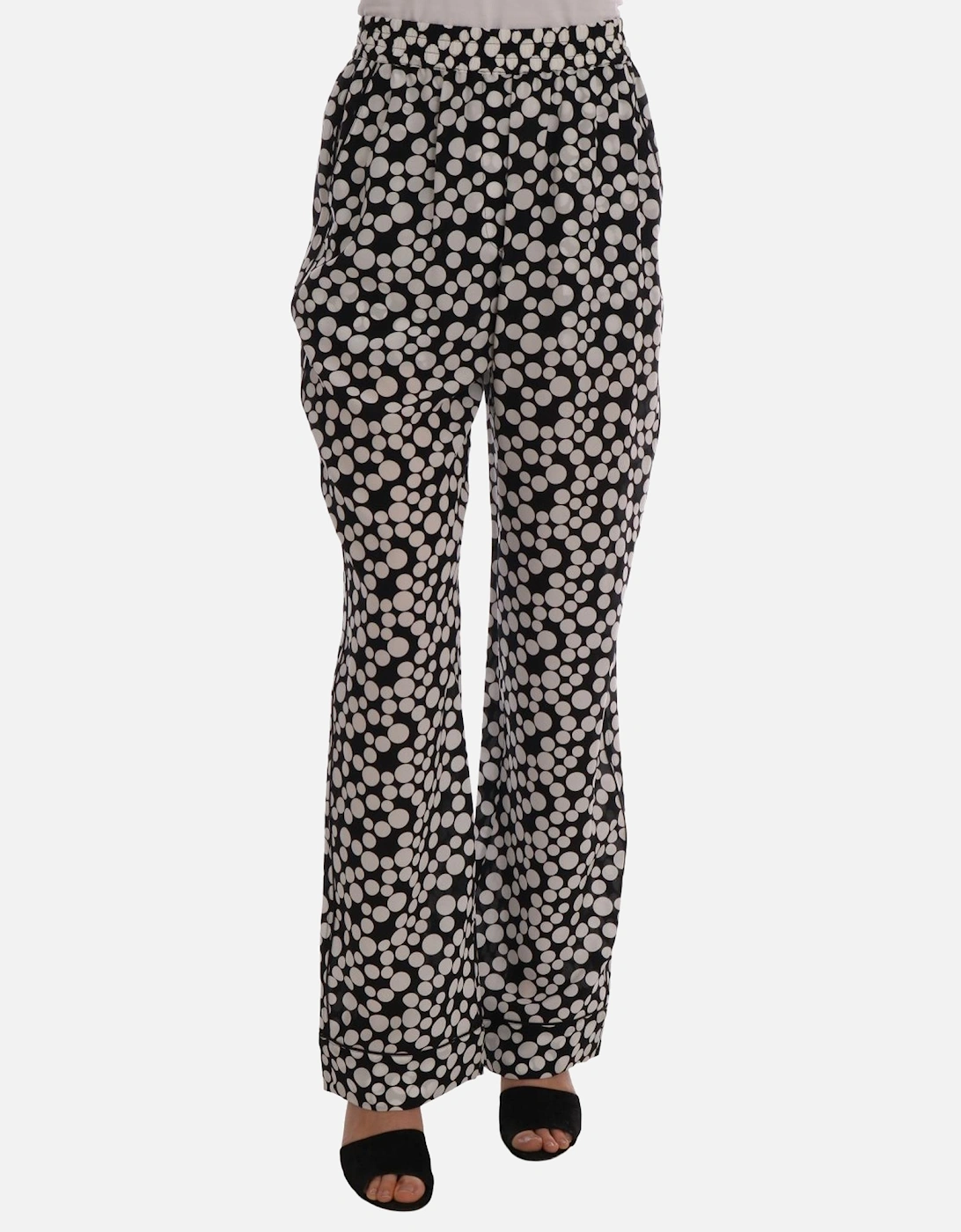 Dolce Gabbana Wide Leg Polka Dot Pants Women - Blackwhite Jeans, 7 of 6