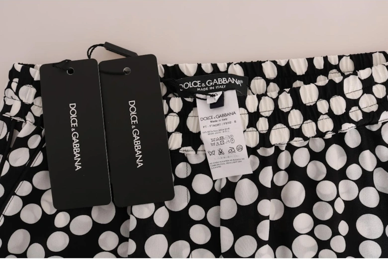 Dolce Gabbana Wide Leg Polka Dot Pants Women - Blackwhite Jeans