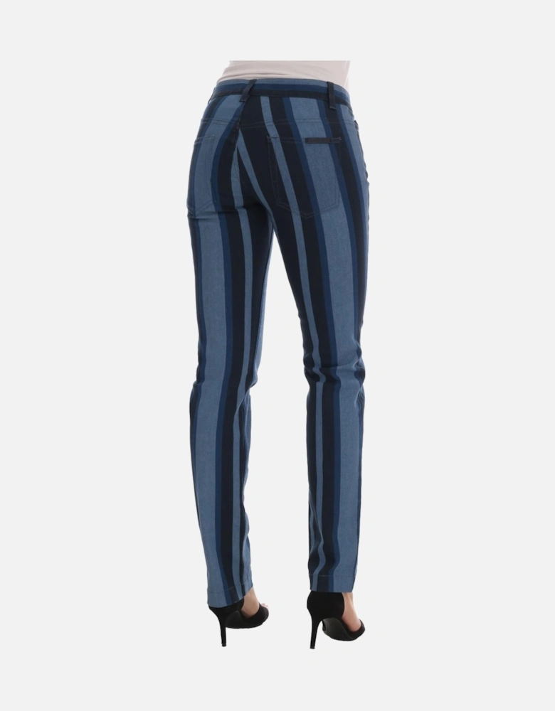 Vertical Striped Trousers Casual Style Women - Blue Jeans