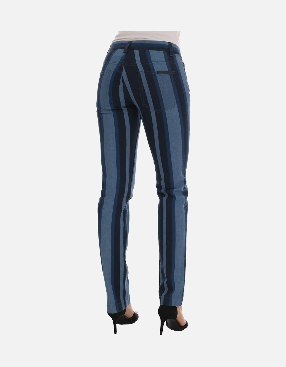 Vertical Striped Trousers Casual Style Women - Blue Jeans
