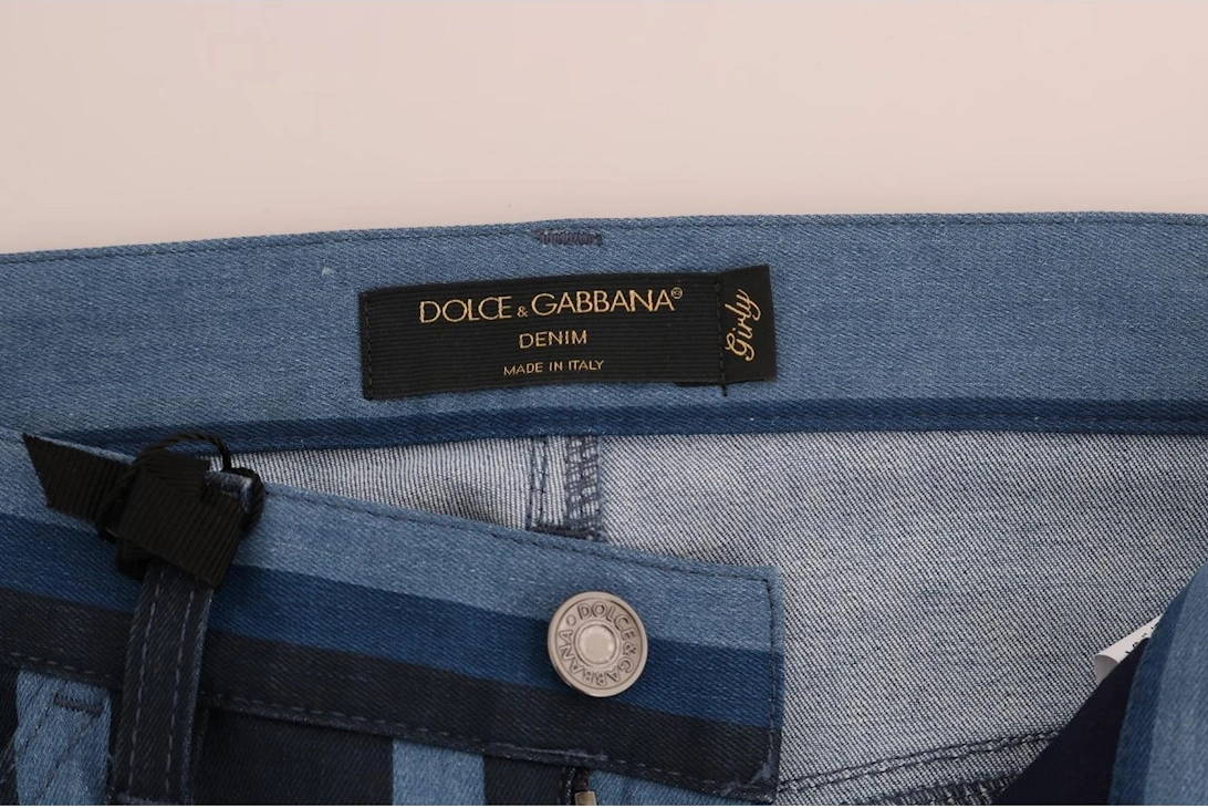 Vertical Striped Trousers Casual Style Women - Blue Jeans