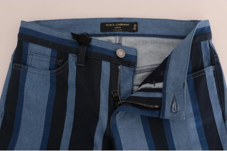 Vertical Striped Trousers Casual Style Women - Blue Jeans