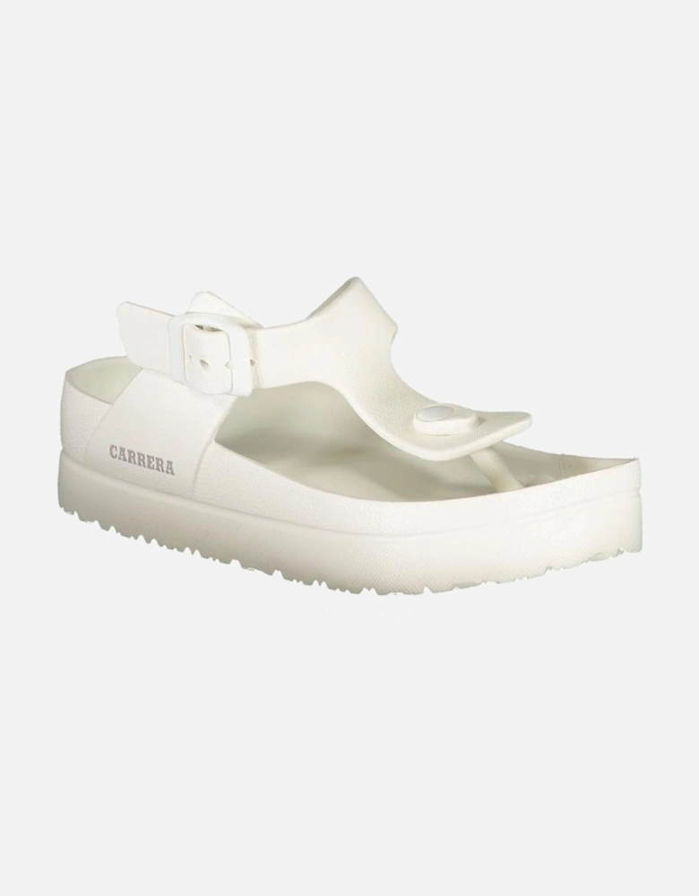 Ankle Buckle Flip Flops with Logo Detail Women - White Sandals