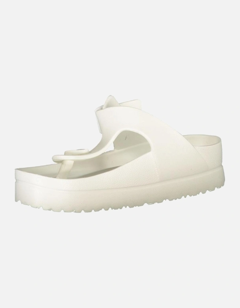 Ankle Buckle Flip Flops with Logo Detail Women - White Sandals