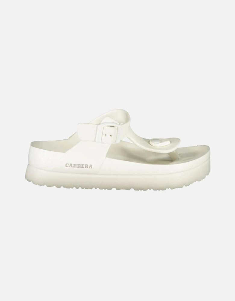 Ankle Buckle Flip Flops with Logo Detail Women - White Sandals