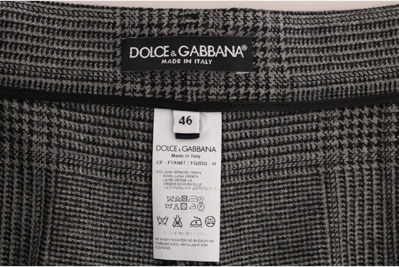 Gray Check Pattern Wool Capri Pants by Women Jeans