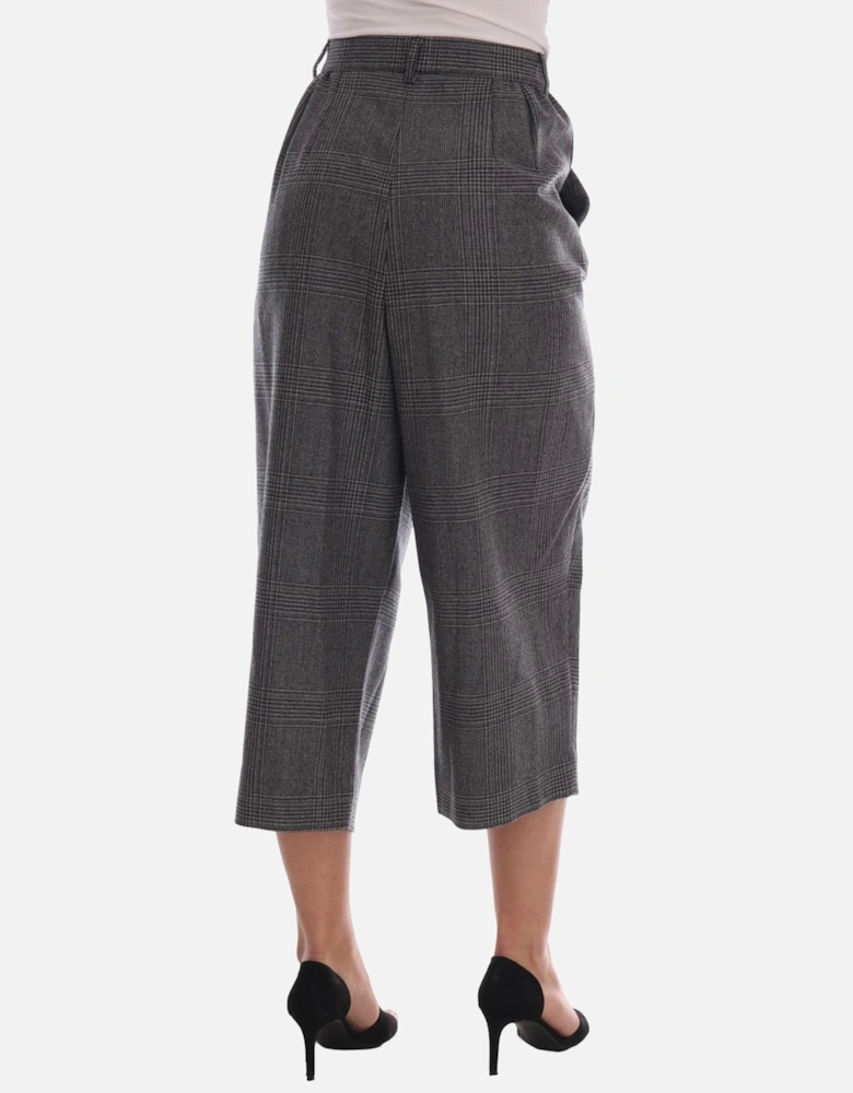 Gray Check Pattern Wool Capri Pants by Women Jeans