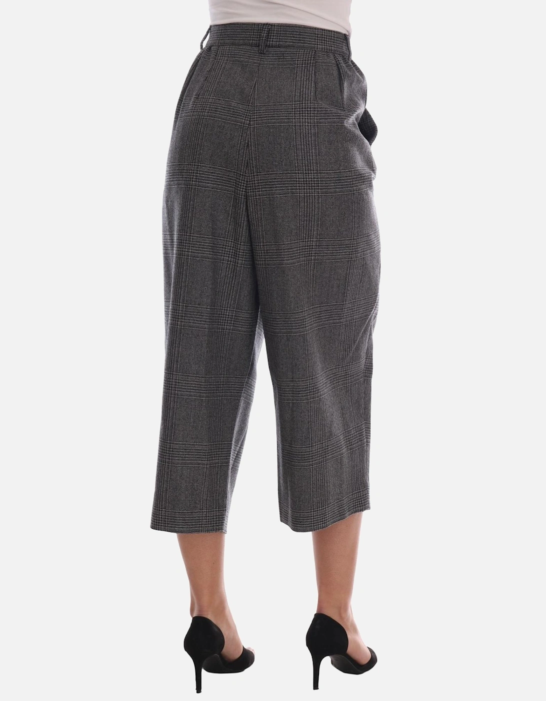 Gray Check Pattern Wool Capri Pants by Women Jeans