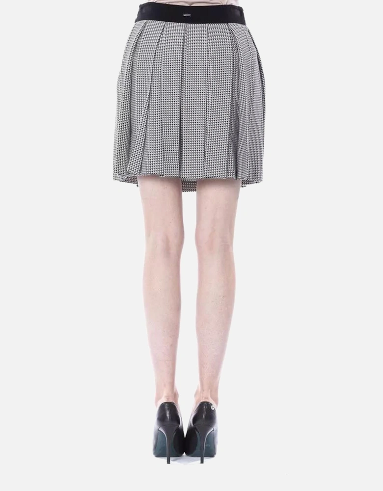 Houndstooth Pleated Mini Skirt Women - Black And White