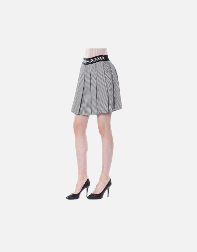 Houndstooth Pleated Mini Skirt Women - Black And White