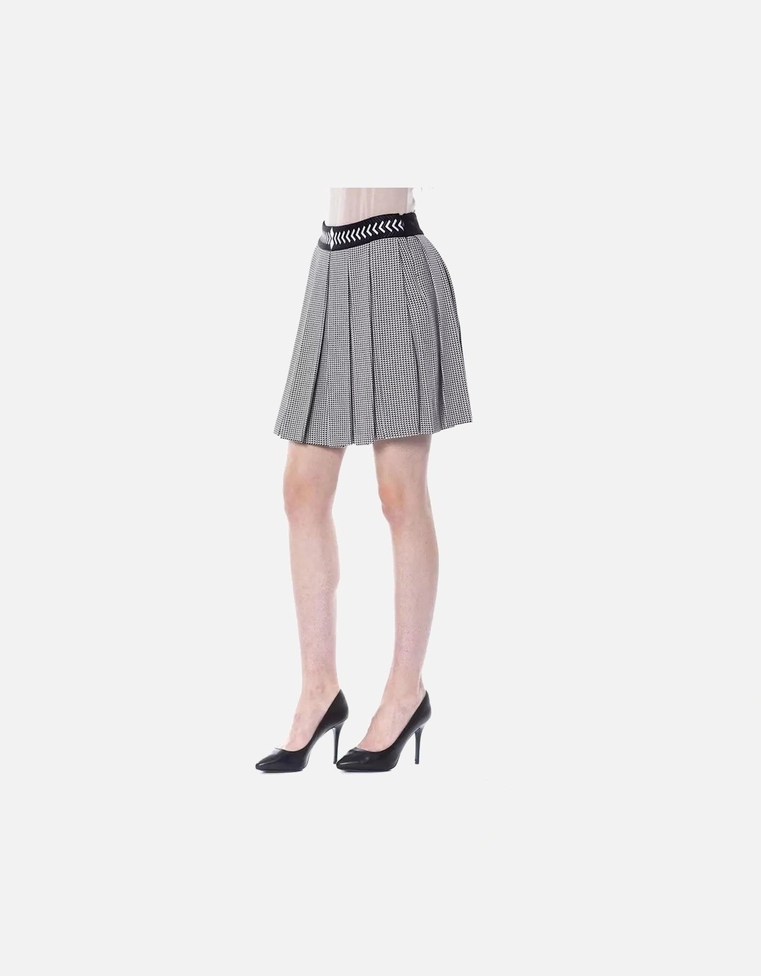 Houndstooth Pleated Mini Skirt Women - Black And White