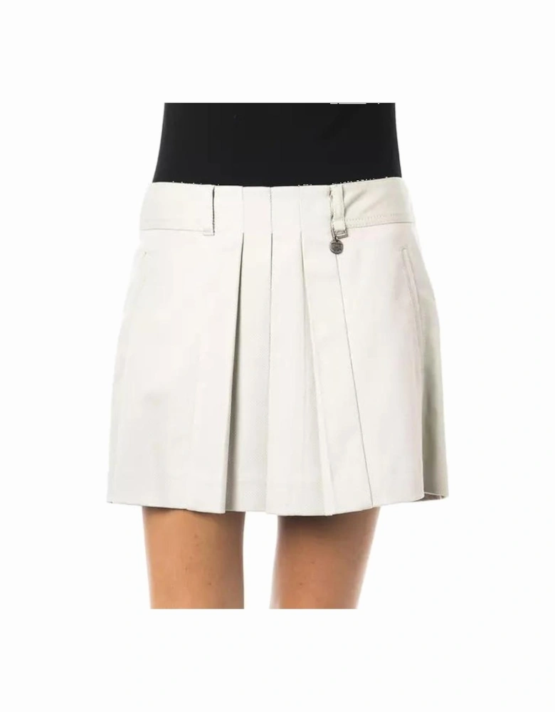 Pleated Mini Skirt Leather Women - Gray