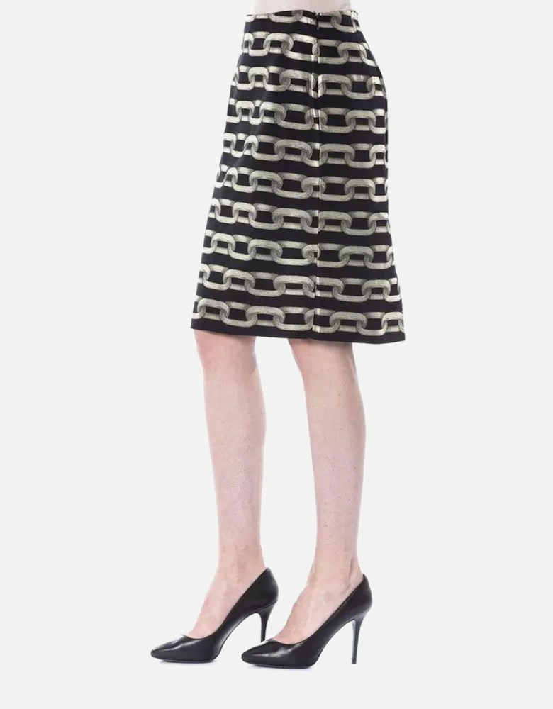 Pencil Skirt Chain Print Gold Women - Black