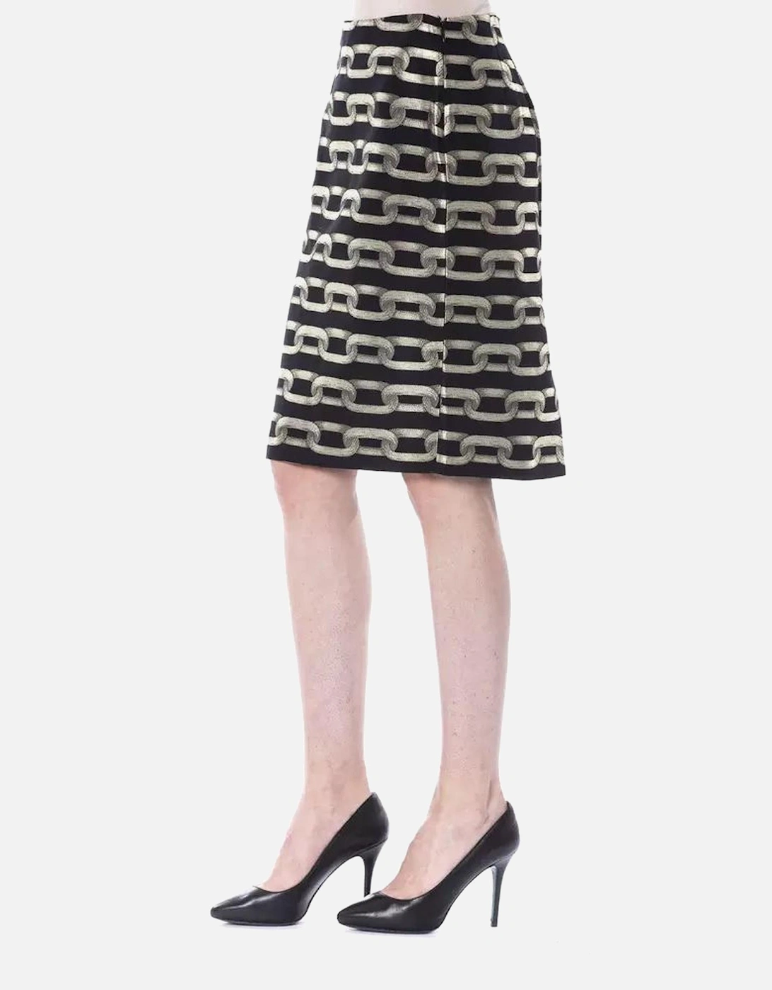 Pencil Skirt Chain Print Gold Women - Black