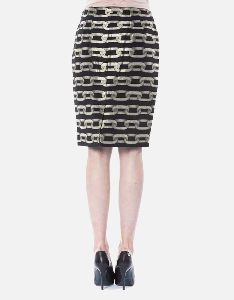 Pencil Skirt Chain Print Gold Women - Black