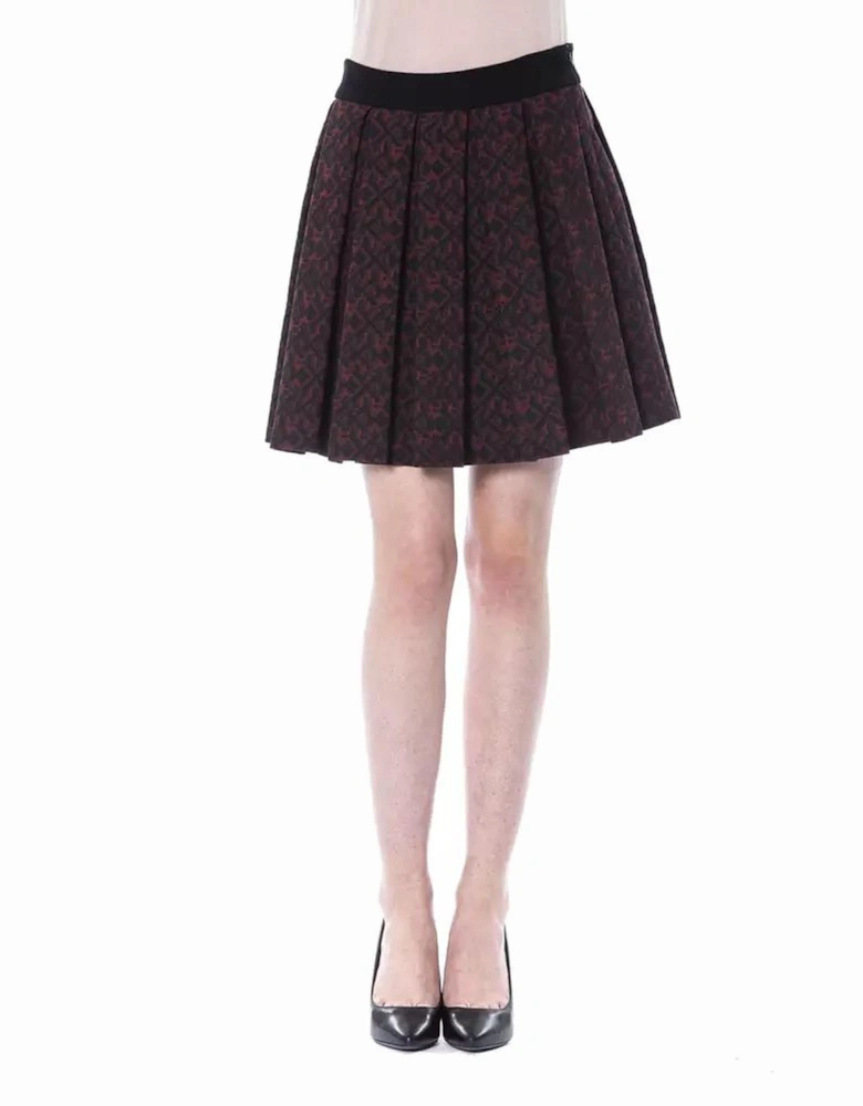 Pleated Mini Skirt Damask Print Women - Brown
