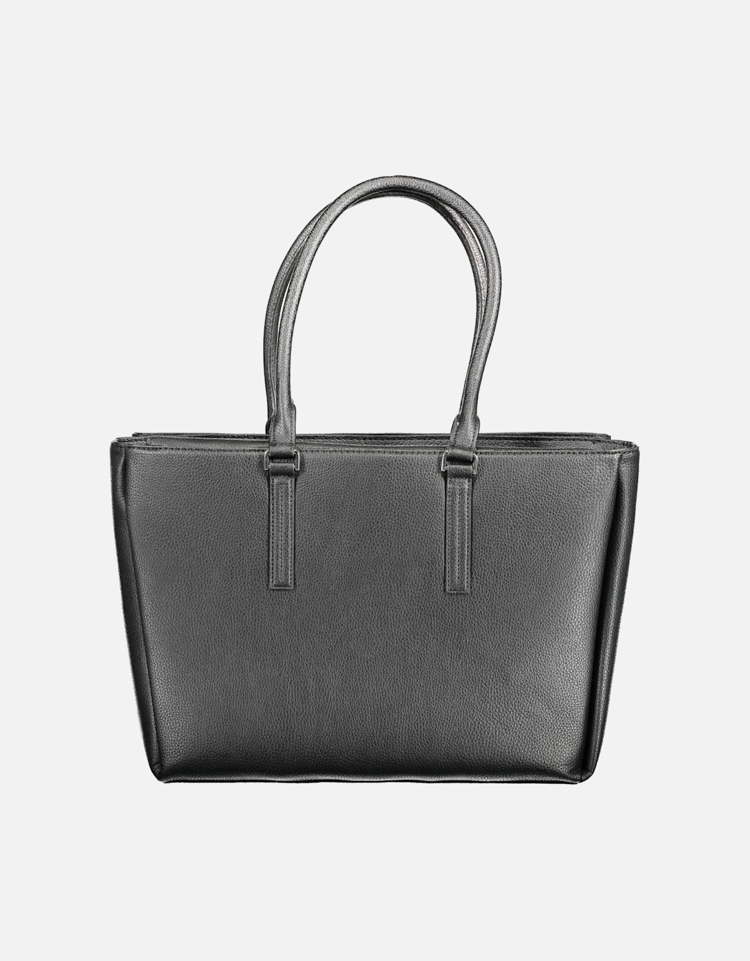 Sophisticated Black Shoulder Bag with Efficient Organization System.