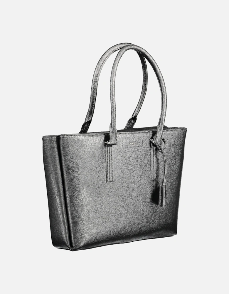 Sophisticated Black Shoulder Bag with Efficient Organization System.