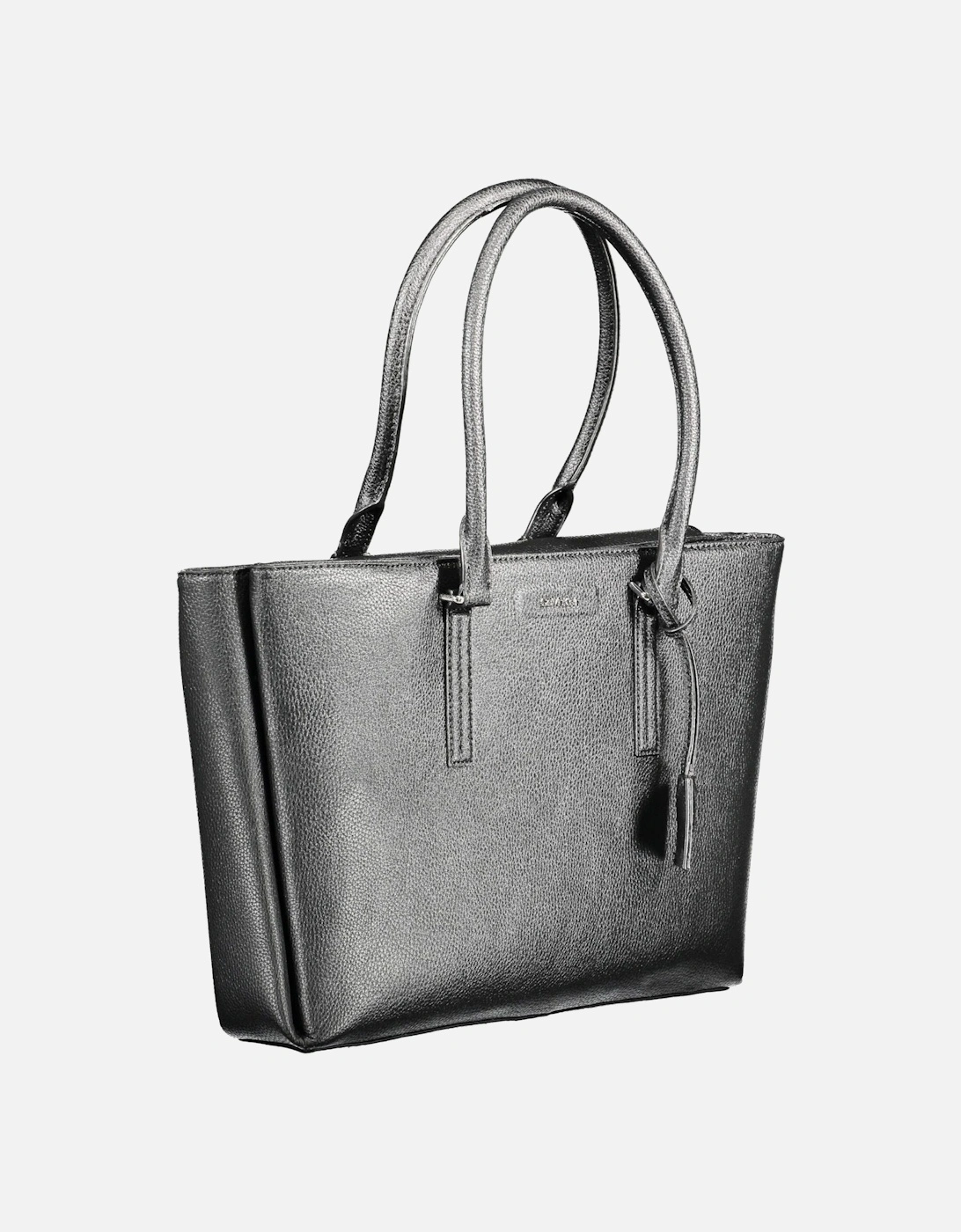 Sophisticated Black Shoulder Bag with Efficient Organization System.