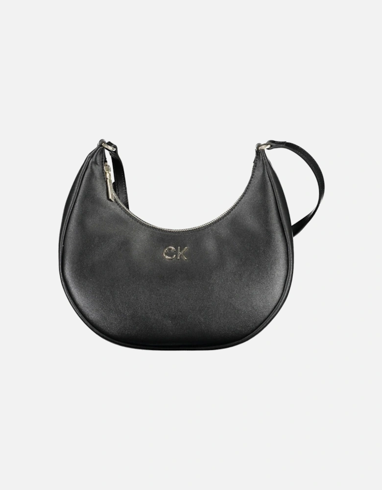 Black Eco-Friendly Shoulder Bag with Adjustable Strap and Logo Detail