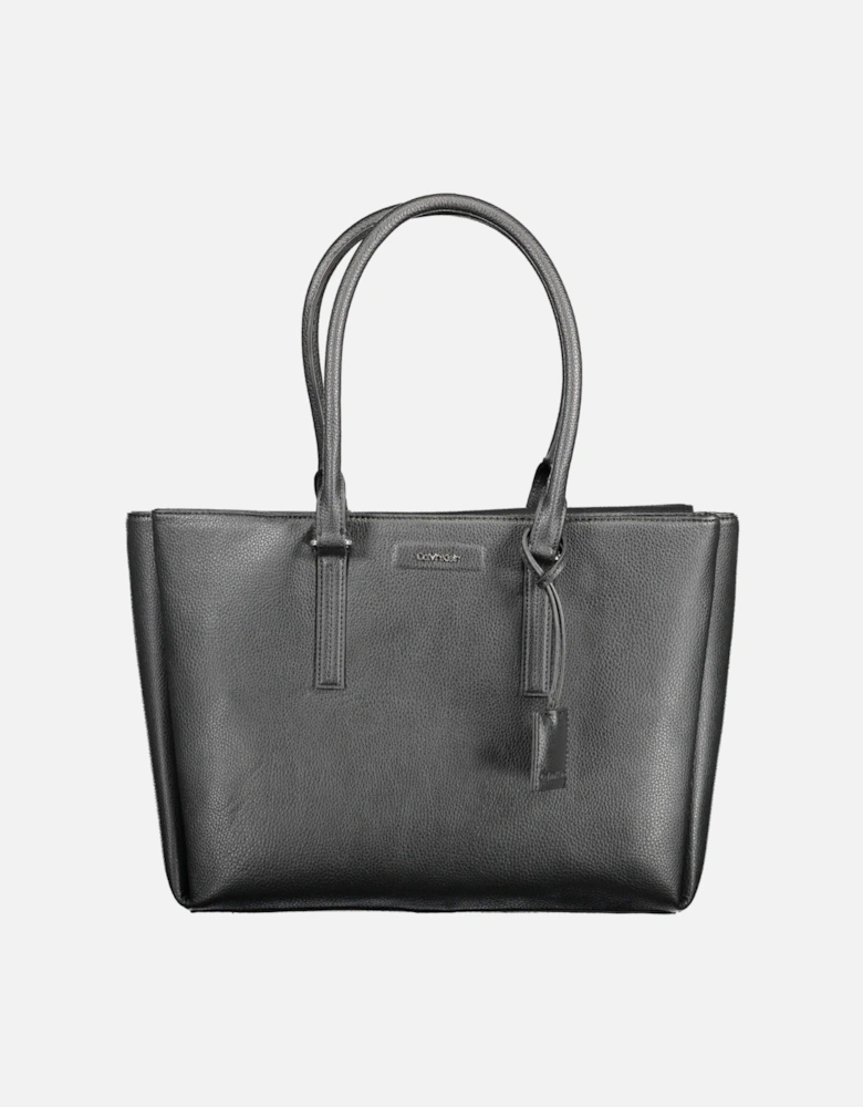 Sophisticated Black Shoulder Bag with Efficient Organization System.