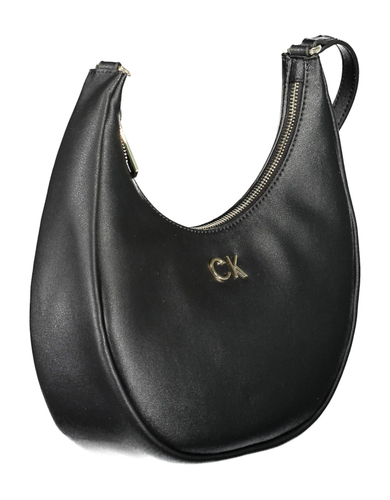 Black Eco-Friendly Shoulder Bag with Adjustable Strap and Logo Detail